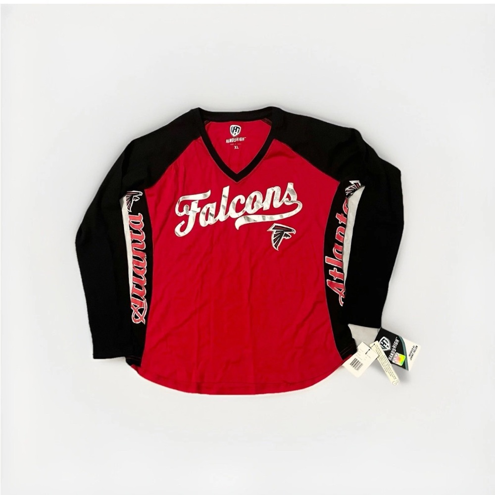 Hands High Atlanta Falcons Team Long Sleeve Shirt XL Red & Black Color Block NFL